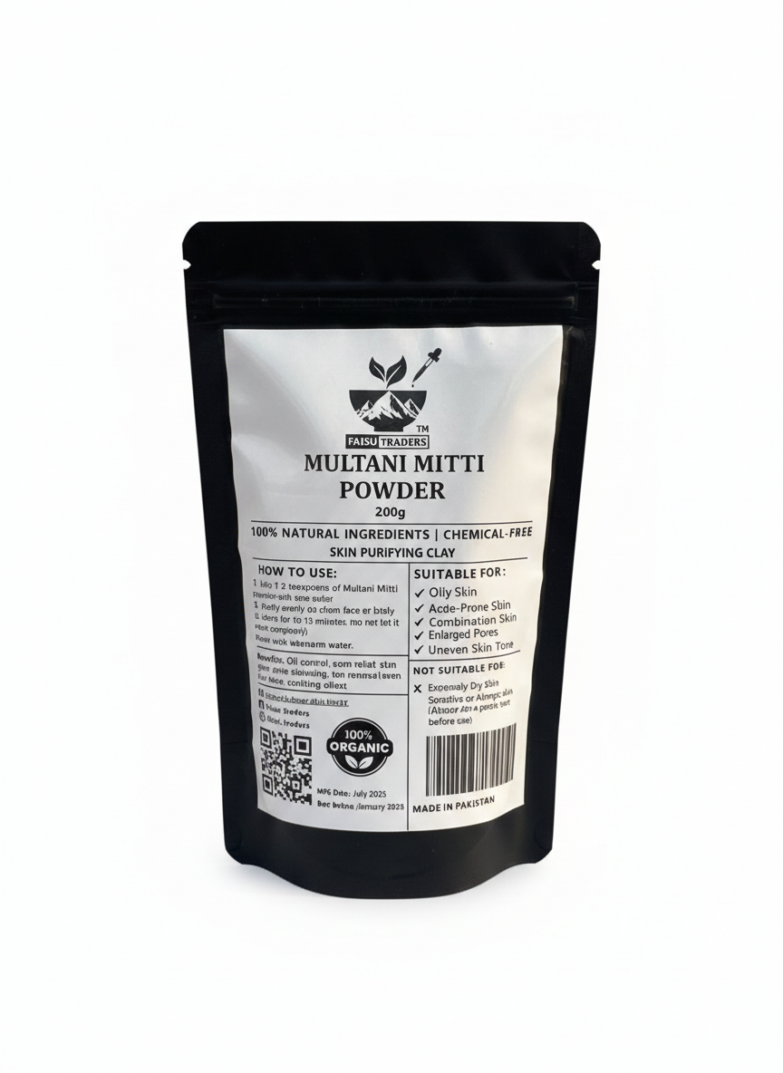 Multani Mitti Powder 200g – 100% Natural Fuller's Earth for Glowing, Oil-Free Skin