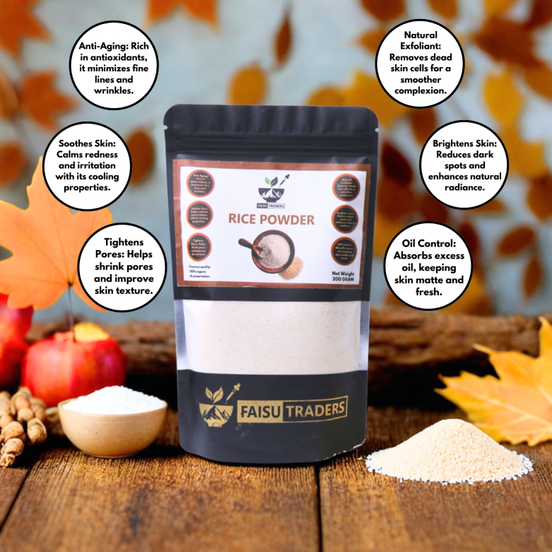 Rice Powder 200g – 100% Natural Face Pack & Exfoliant for Bright, Smooth Skin